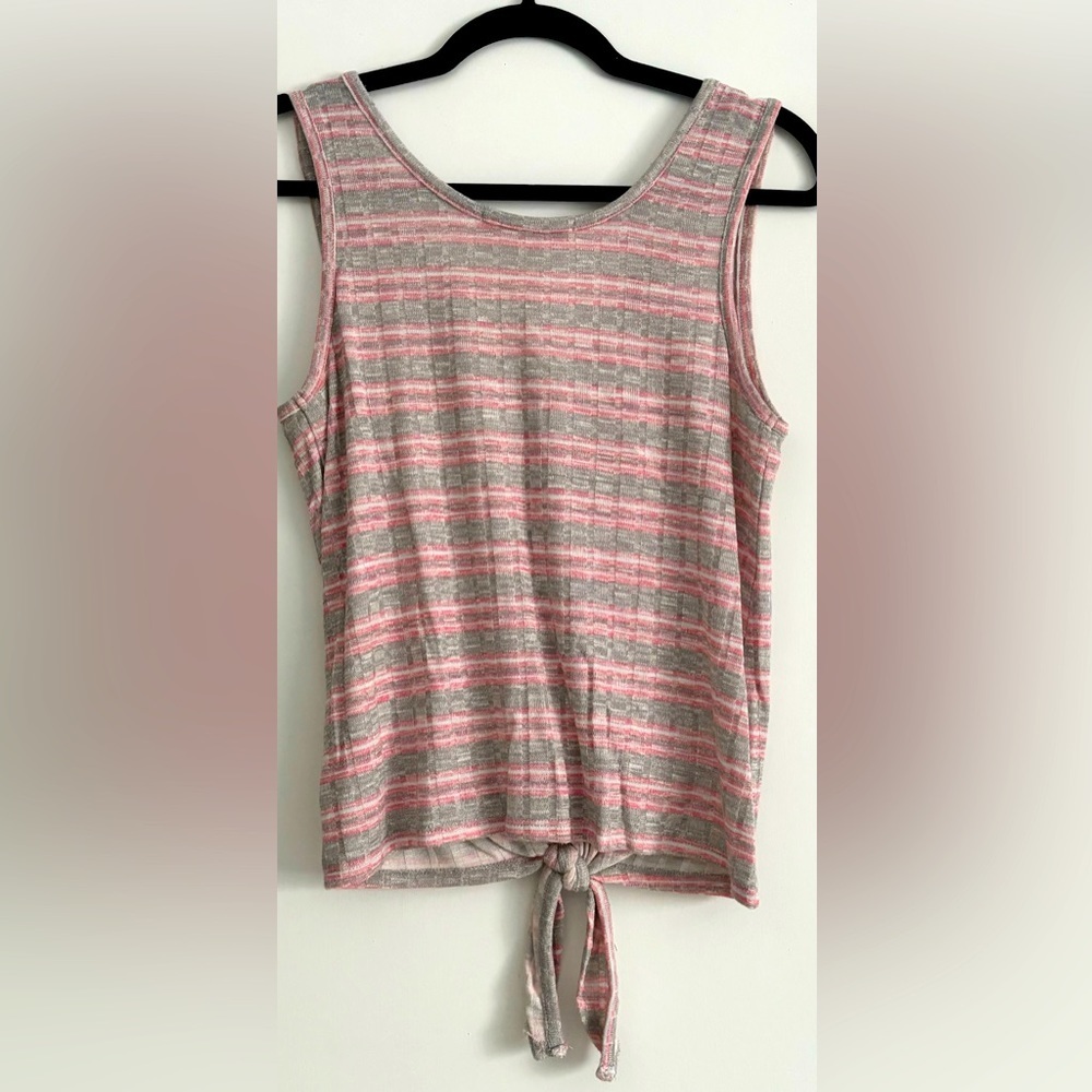 NWOT Hippie Rose Tie Rib Knit Striped Sleeveless V-Neck Tank Top Shirt - Size M - Picture 3 of 3
